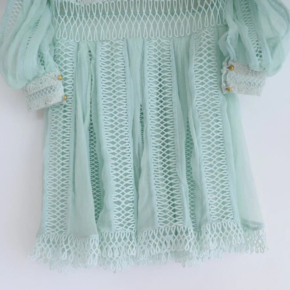 Zimmerman Rhythm Spiral Empire Dress Mint Green Lace & Chiffon Dress Size 0 - Picture 9 of 16